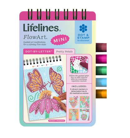 Lifelines FlowArt Mini coloring book with butterfly design on a white background