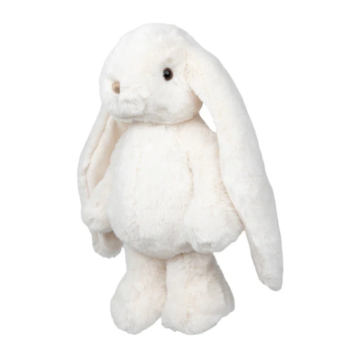 White plush bunny toy on a white background