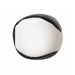 Round convex mirror with black frame on a white background