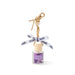 Small bottle labeled 'calming lavender' with a decorative string on a white background