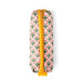Pencil case with floral pattern and yellow zipper on a white background