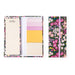 Floral-patterned sticky notes set with different color options on a white background