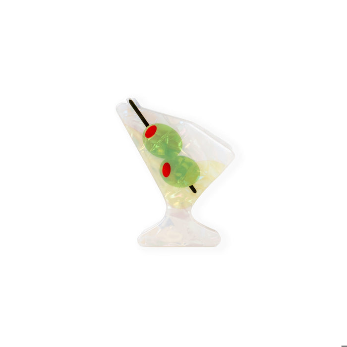 Squishy toy resembling a cocktail with olives on a white background