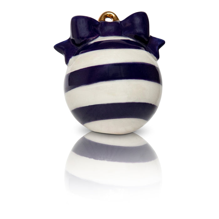 Nora Fleming deck the halls Blue Stripe Christmas Ornament Mini