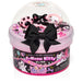 Kawaii Kitty slime set in a clear container with pink and black elements on a white background