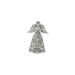 Silver angel charm with intricate design on a white background