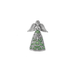 Silver angel charm with green dress on a white background