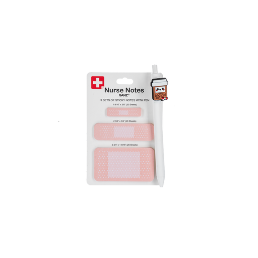Pack of Nurse Notes with adhesive patches and a pen on a white background
