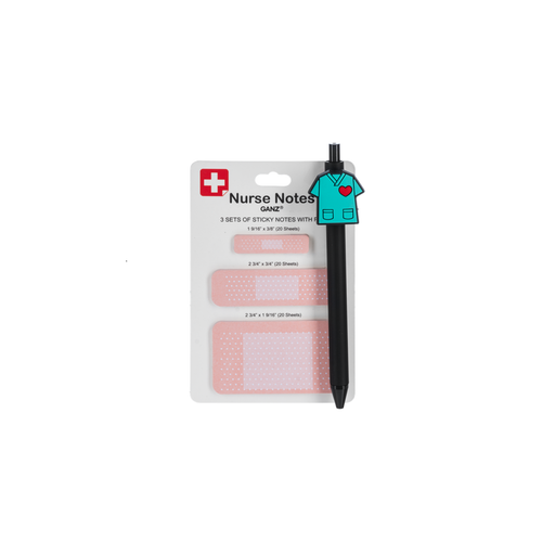 Nurse Notes set with sticky notes and a pen on a white background