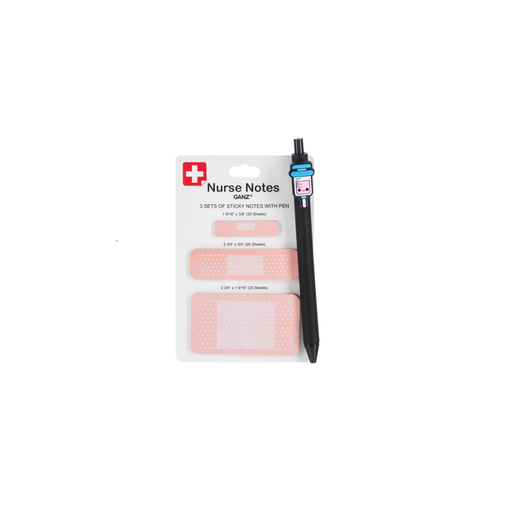 Pack of Nurse Notes with sticky notes and a pen on a white background
