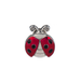 Red ladybug charm with black spots on a white background