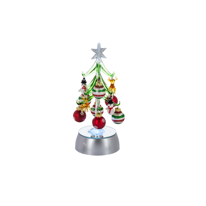 Light Up Christmas Tree with Reindeer and Snowman Ornaments