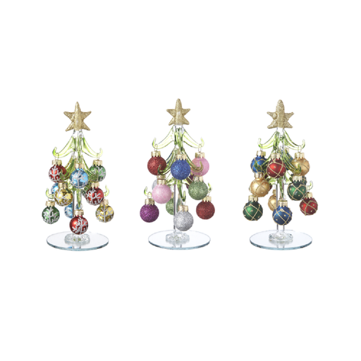 Glass Christmas Tree with Ornaments