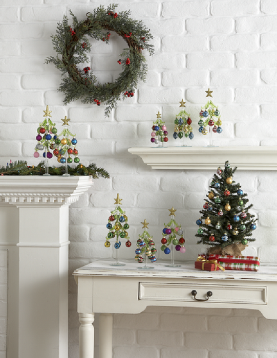 Glass Christmas Tree with Ornaments