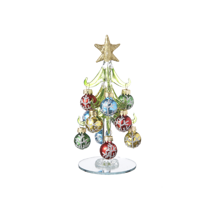 Glass Christmas Tree with snowflake Ornaments