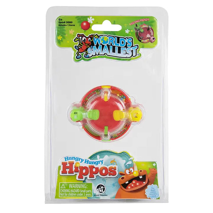 Packaging of Too Little World's Smallest Hungry Hungry Hippos toy