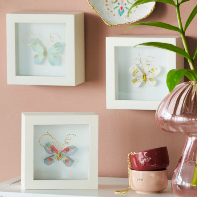 Elisabeth Hays One of a Kind Red & Blue Multi Butterfly Shadow Box