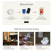Smart scents product page with diffuser, phone app, and fragrance selection on a light background.