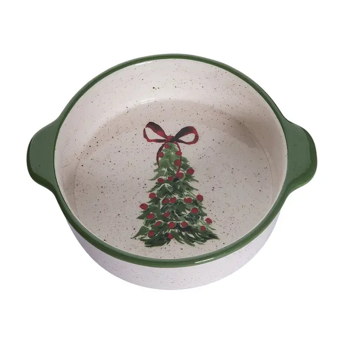 Ceramic Oval Baker with Tree Festive Multicolor Dish