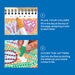 Coloring book with dot markers and text instructions on a blue background