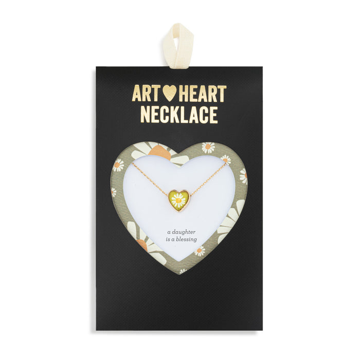 Daughter Gold Art Heart Necklace