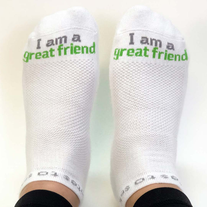 I am a great friend® White Low-Cut Socks