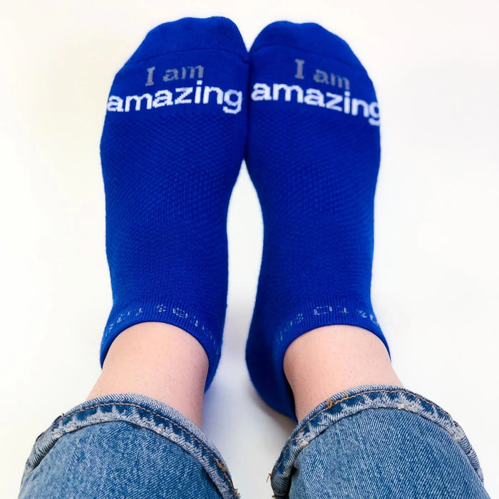 I am amazing® Blue Low-Cut Socks