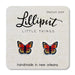 Butterfly earrings on a Lilliput Little Things branded card.