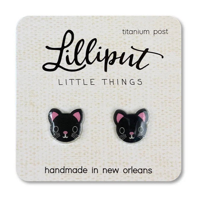 Cute Black Kitty Cat Earrings