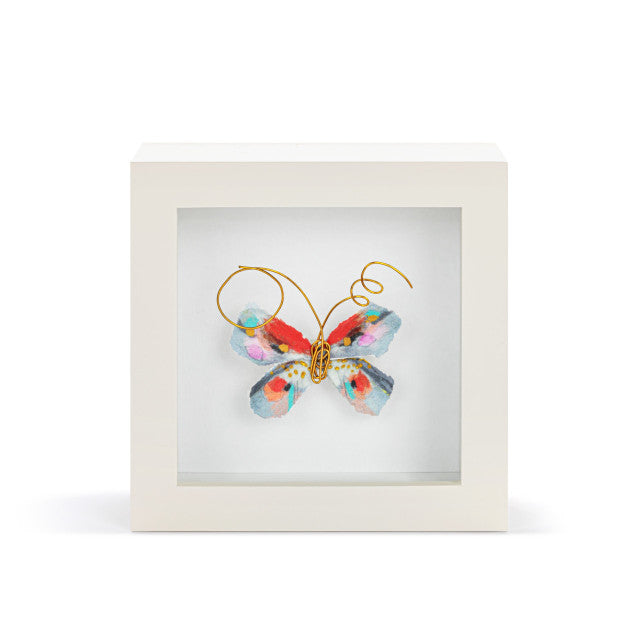 Elisabeth Hays One of a Kind Red & Blue Multi Butterfly Shadow Box
