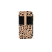 Phone case with leopard print and black accents on a white background