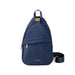 Navy blue backpack with gold accents on a white background