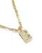 Gold necklace with a 'B' pendant on a white background