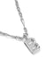 A close-up of a silver chain necklace with a polished, open capital letter 'B' pendant, shown on a clean white background.