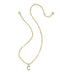 Gold necklace with a letter 'G' pendant on a white background