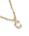 Gold necklace with a letter 'C' pendant on a white background