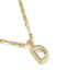 A close-up of a gold chain necklace with a polished, open rectangular letter 'D' pendant, shown on a clean white background.