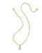 A delicate gold chain necklace featuring a small, polished gold initial pendant 'E' at the bottom center, displayed on a clean white background.