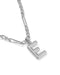 A gold initial necklace featuring a chunky letter 'E' pendant on a gold chain, shown against a plain white background.