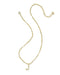 Gold necklace with a 'S' pendant on a white background