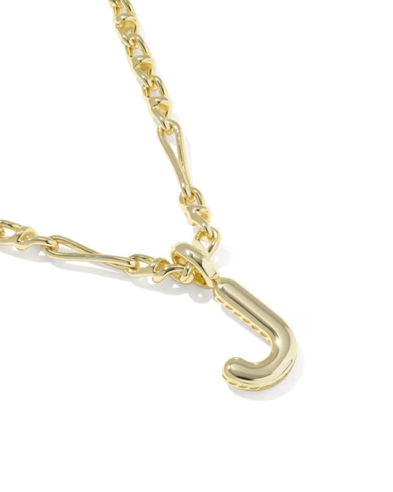 Gold necklace with a unique clasp on a white background