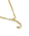 Gold necklace with a unique clasp on a white background