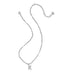 A silver chain necklace featuring a delicate, openwork letter 'M' pendant, displayed on a clean white background.