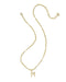 Gold necklace with a 'M' pendant on a white background