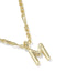 Gold necklace with a 'M' pendant on a white background