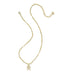 Gold necklace with a letter 'G' pendant on a white background