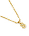 A gold chain necklace featuring a polished, stylized capital letter 'S' pendant, displayed on a clean white background.