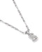 A silver chain necklace featuring a polished cursive letter 'S' pendant, shown against a plain white background.