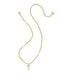 Gold necklace with a small cross pendant on a white background