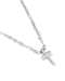 A silver-toned chain necklace featuring a small cross pendant, displayed on a clean white background.